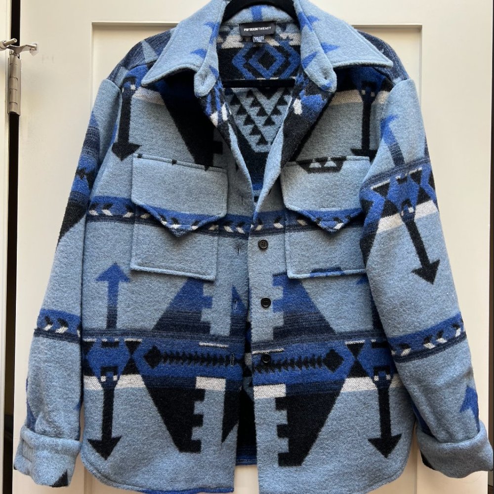 Fifteen Twenty Blanket Shirt Jacket | XS | Blue Multi